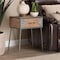Baxton Studio Laurel Rustic Antique Grey Metal and Whitewashed Oak Brown Finished Wood 1-Drawer Nightstand 182-11738-Zoro - alternate 3